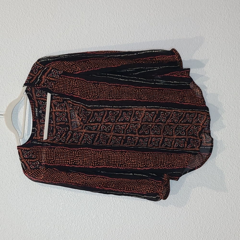 Lucky Brand sheer bohemian tunic blouse medium